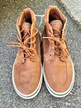Sperry Men's top-sider Brown Leather Lace-Up Boots with memory foam